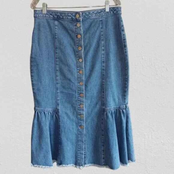 ASOS Dresses & Skirts - Women's 12 Denim Flounce Mermaid Jean Skirt